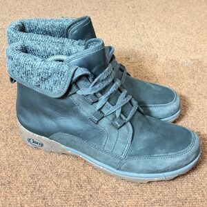 Chaco Barbary Womens Black Leather Wool Blend Fold Over Ankle Boots JCH19980 9.5